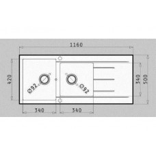 Chiuveta pentru bucatarie Pyramis Granit Alazia 2B 1D Snow